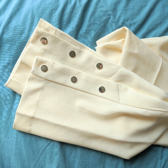 Sold! Zara long button hem trousers white cream - Picture 7 of 8